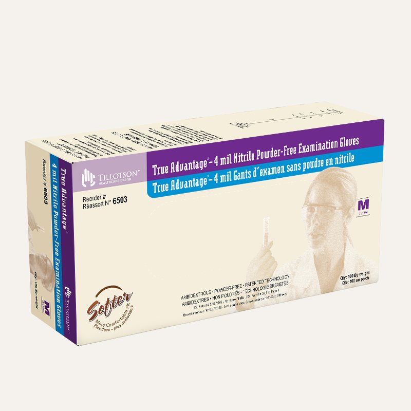 [PTQ-100000148] Tillotson True Advantage Nitrile Exam Gloves, Powder-Free (M)