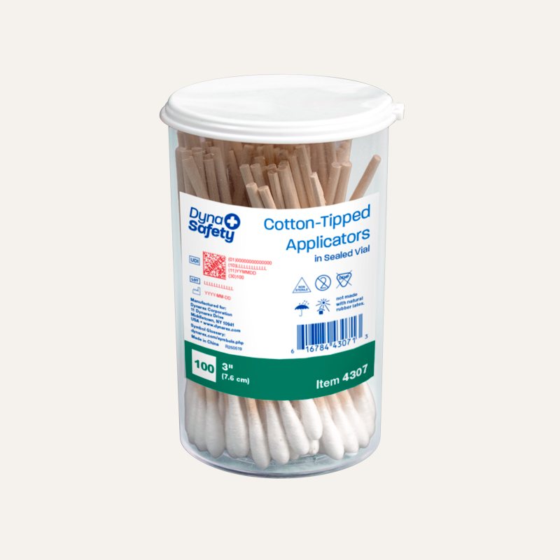 [PTQ-100002210] DynaSafety Cotton Tipped Wood Applicators (Tip Applicators in Sealed Vial 3")
